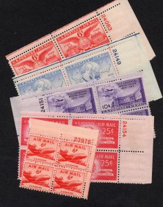 US 1949 Misc. Air Mail Plate Blocks MNH CV $8