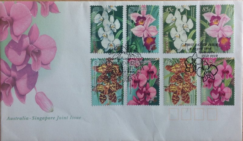 AUSTRALIA FDC 1998 AUSTRALIA-SINGAPORE JOINT ISSUE .ORCHIDS.  CAT £8