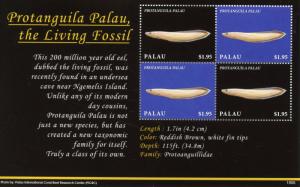 Palau Fish Stamps 2019 MNH Protanguila Living Fossil Eels Marine Fishes 4v M/S