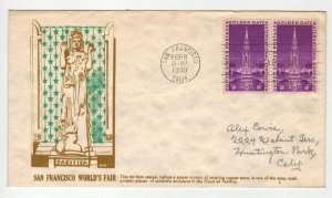 1939 SAN FRANCISCO GOLDEN GATE INTERNATIONAL EXPOSTION World's Fair 856-5 PAIR