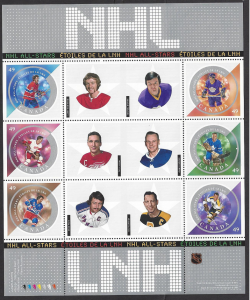 Canada #2017 MNH sheet, NHL all-stars, various hockey players, issued 2004