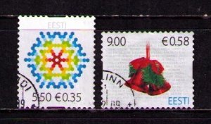 ESTONIA Sc# 628 - 629 USED FVF Set2 Bells Rainbow Snowflake