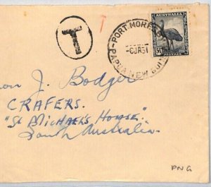 AUSTRALIA USED PAPUA NEW GUINEA Cover Underpaid Port Moresby Crafers 1951 ZK167