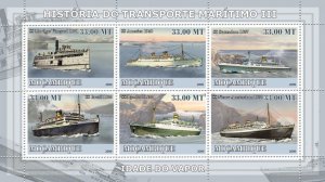 MOZAMBIQUE 2009 SHEET HISTORY MARITIME TRANSPORTS STEAMSHIPS SHIPS #3 moz9117a