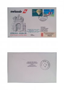 KV)1979 SWITZERLAND, FIRST FLIGHT ZURICH – DUBLIN ON APRIL 1, 1979 BY SWISSAIR,