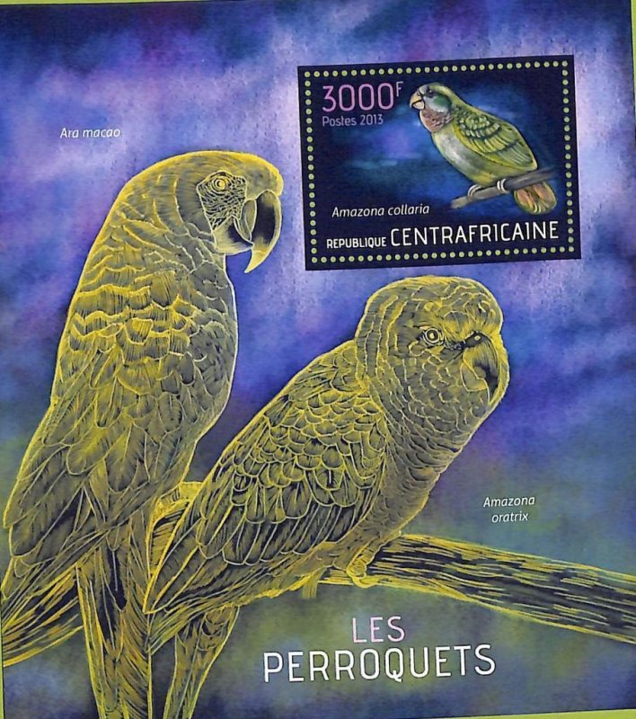 A7550 - CENTRAFRICAINE-  Stamp Sheet - 2013 - Birds: Parrots
