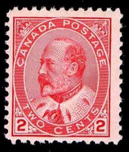 CANADA #90 .02c DEFINITIVE ISSUE OF 1902 - OGXXLH - VF - CV $37.50 (ESP#9621)