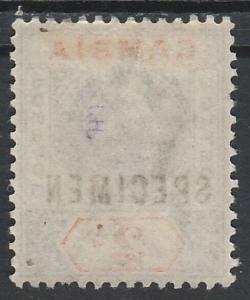 GAMBIA 1902 KEVII SPECIMEN 2/- WMK CROWN CA