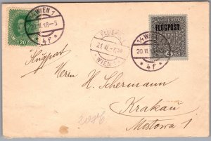 1918 Vienna AustriaGray Stamp FFC First Flight Cover To Krakow Poland