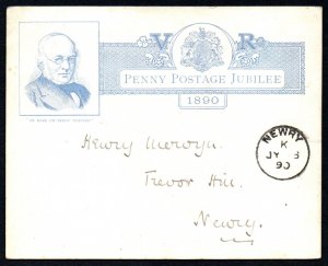 1890 Correspondence card from Penny Postage Jubilee envelope (no Postage Due!)