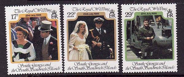D1-South Georgia-Sc#106-8-unused NH set-Royalty-Wedding-Andr