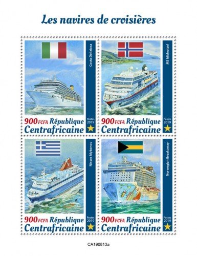 C A R - 2019 - Cruise Ships - Perf 4v Sheet  - M N H