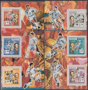 NORTH KOREA Sc #3394-9.1 CPL MNH SET of 6 DIFF S/S of WORLD CHAMPIONSHIP SOCCER