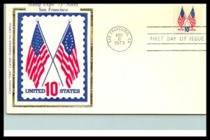 #1519 Crossed Flags  FDC Colorano Silk/Cliffco Cachet First Day Cancel