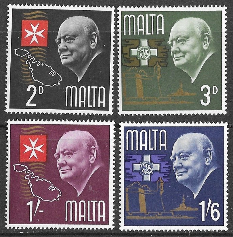 Malta # 344-347  Sir Winston Churchill   (4)  Mint NH