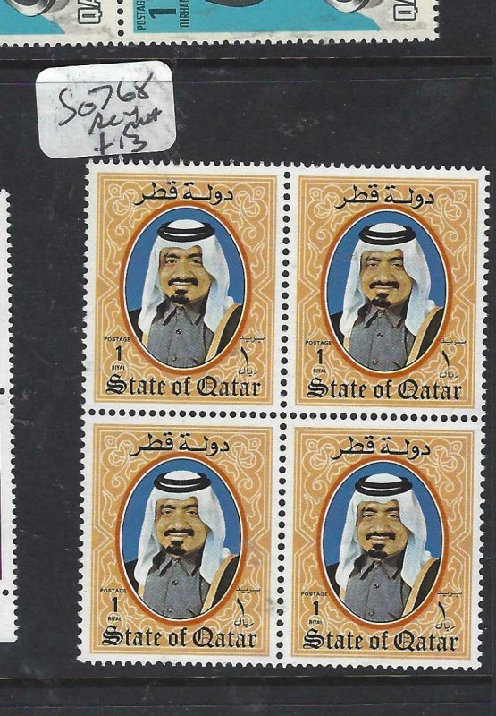 QATAR (P2506BB)  SHEIKH  1R  SG  768 BL OF 4  MNH