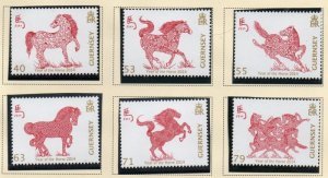 Guernsey Sc 1240-1245 2014 Year of the Horse stamp set mint NH