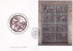 Vatican City # 1136, Panels on the Holy Door, Souvenir Sheet, First Day Cover