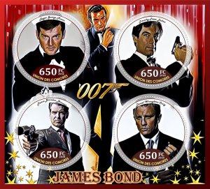 Stamps. Cinema. James Bond  2019 year 1+1 sheets perforated