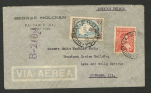 ARGENTINA TO USA - TRAVELED AIRMAIL LETTER - MAP - POSTMARK B 210 ½  - 1936.