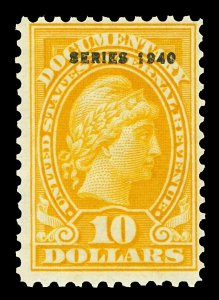 Scott R281 1940 $10.00 SERIES 1940 Documentary Revenue Mint Fine+ OG Cat $275