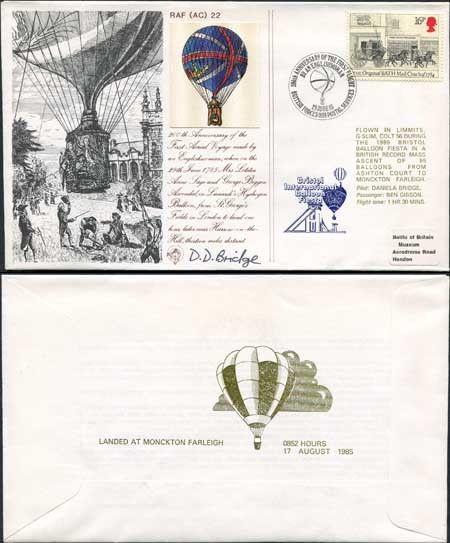 AC22b 200th Ann 1st Aerial Voyage made by an Englishman Pilot Signed