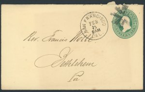 U163 3 cent Stamped envelope; Fancy cancel -- see details and scans