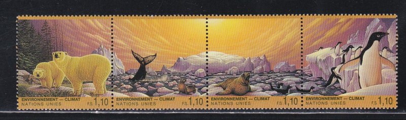 United Nations - Geneva # 243a, Climate Change, Strip of Four, NH, 1/2 Cat.