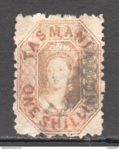 Tas101 1871 Australia Tasmania One Shilling Perforated By The Post Office Gib...