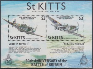 ST KITTS Sc #289 CPL MNH S/S of 2 DIFF- 50th ANN BATTLE of BRITAIN