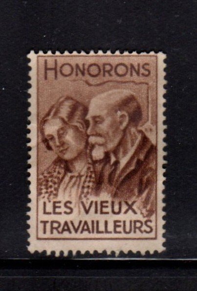 French Cinderella Stamp - Let us Honor the Older Workers