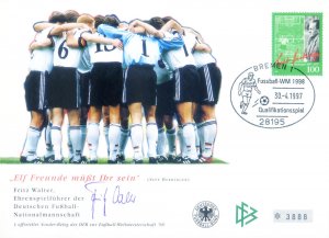 Sport. 1997 football. Autographed envelope by Fritz Walter.