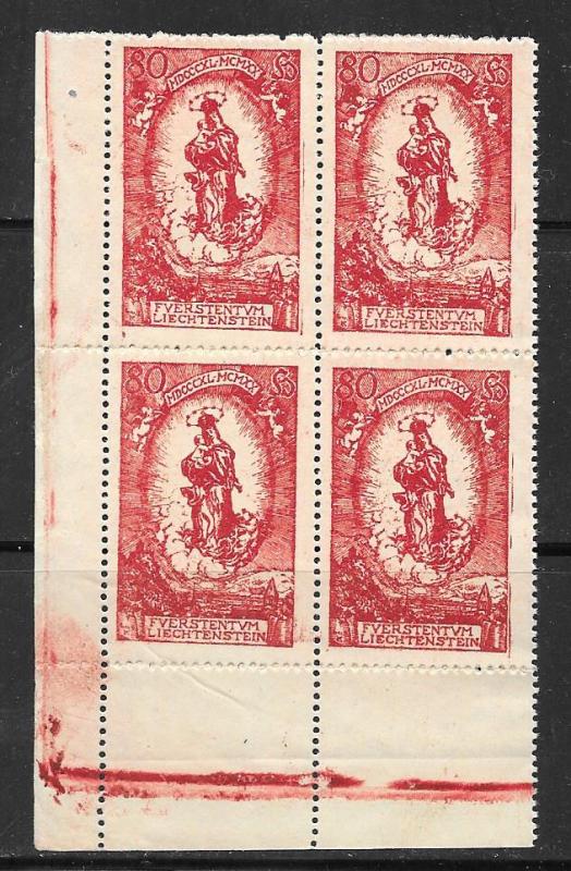 Liechtenstein #48  80h  brown red block of 4 ( MNH)  CV $14.00