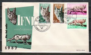 Ifni, Scott cat. 82-83, B31-B32. Stamp Day issue. Fauna shown. First day cover.