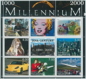 M1904 - TAJIKISTAN, 1999 SHEET: Cinema, Sport, MARILYN MONROE Manchester United