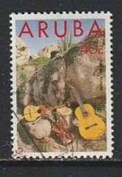 1993 Aruba - Sc 92 - used VF - 1 single - Folklore - string instruments & drum