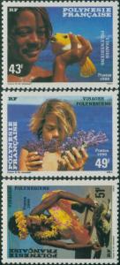 French Polynesia 1986 Sc#430-432,SG473-475 Polynesian Faces set MLH