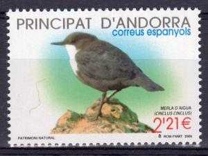 Andorra (Spanish) 2005 Sc#316 BIRD (Cinclus Cinclus) Set (1) MNH