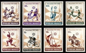 1972 Rwanda - Munich Summer Olympic Games postage stamp set.