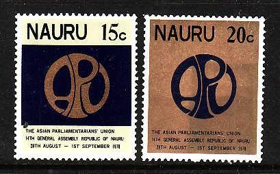 Nauru.-Sc#182-3-Unused NH set-Asian Parliamentary Union-1978-