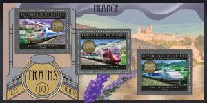 GUINEA - 2012 - French Trains - Perf 3v Sheet - Mint Never Hinged