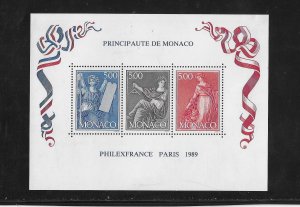 Monaco Sc #1684 1989 Souvenir Sheet of 3 NH VF