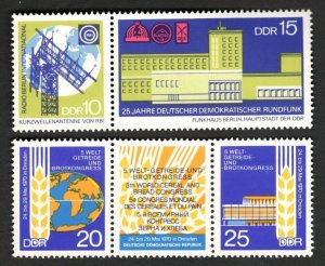 1970 DDR Sc #1205a #1207a - Cereal & Bread Congress/Broadcasting System  All MNH