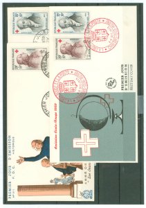 France B337-B338 1959 Charles Michel de l'Epee; valentin Hauy; Red Cross: blind and deaf (3) FDC types