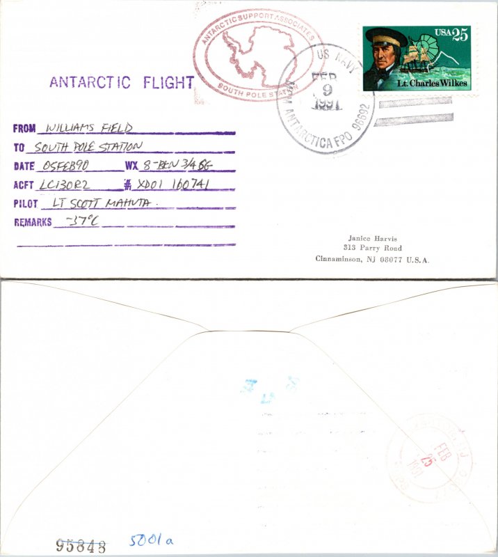 1991 US NAVY + FLIGHT CACHET, 1991, Polar