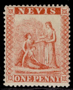 ST KITTS-NEVIS - NEVIS QV SG17, 1d vermilion-red, M MINT. Cat £42. PERF 15