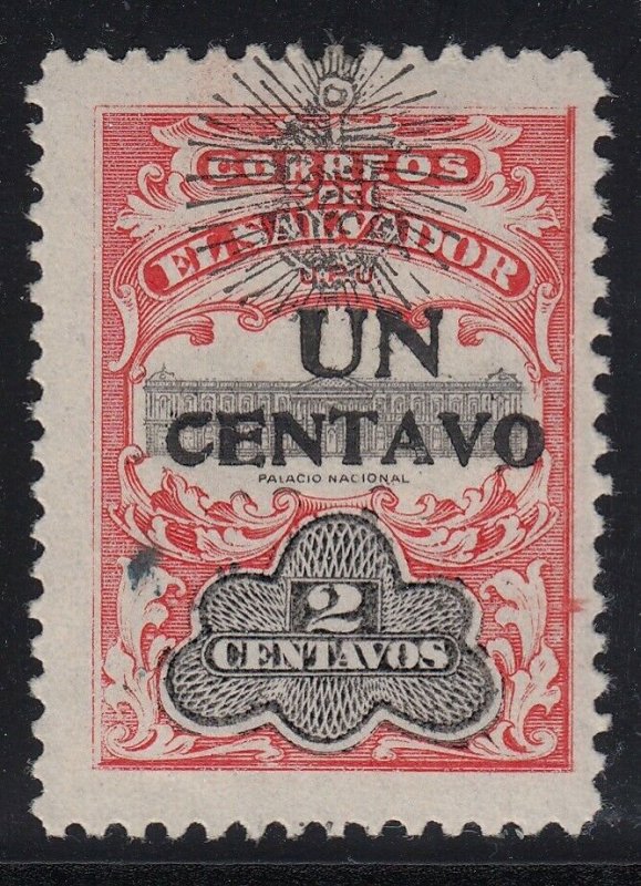 El Salvador 1908 1c on 2c with Black Surcharge VLM Mint. Scott 368