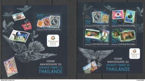 2013 Central Africa 130Th Anniversary Of First Thailand Stamp Kb+Bl ** Ca625