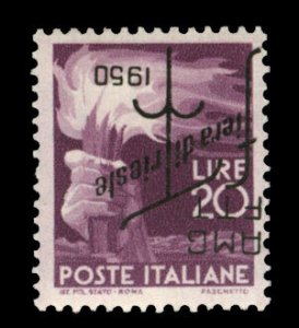 Trieste Zone A #83var (Sass.82a) Cat€400, 1950 Trieste Fair, 20L dark red v...