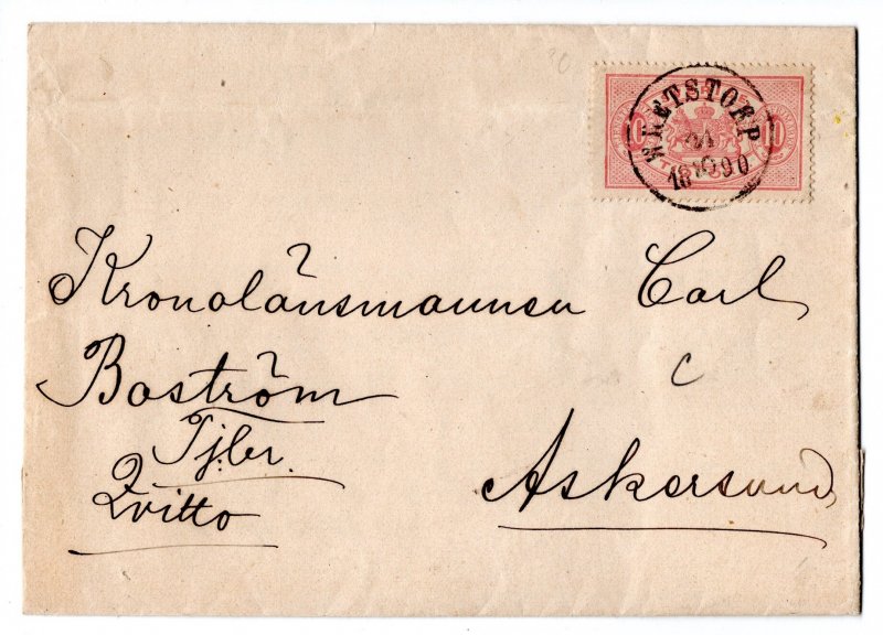 1890 : tjänste - brev wretstorp -askersund